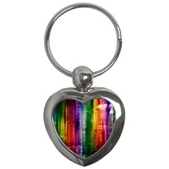 Skyline Light Rays Gloss Upgrade Key Chains (heart)  by Nexatart