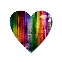 Skyline Light Rays Gloss Upgrade Heart Magnet by Nexatart