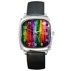 Skyline Light Rays Gloss Upgrade Square Metal Watch by Nexatart