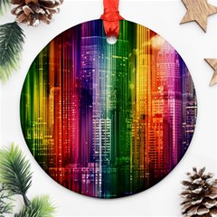 Skyline Light Rays Gloss Upgrade Round Ornament (two Sides) by Nexatart