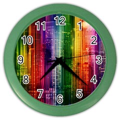 Skyline Light Rays Gloss Upgrade Color Wall Clock by Nexatart