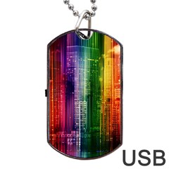 Skyline Light Rays Gloss Upgrade Dog Tag Usb Flash (two Sides) by Nexatart