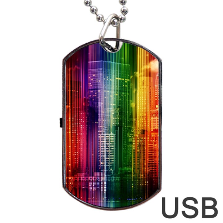 Skyline Light Rays Gloss Upgrade Dog Tag USB Flash (Two Sides)