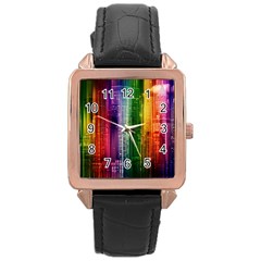 Skyline Light Rays Gloss Upgrade Rose Gold Leather Watch  by Nexatart