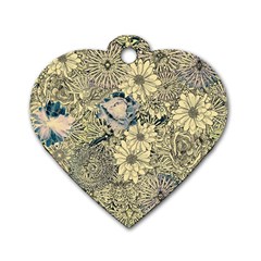 Abstract Art Artistic Botanical Dog Tag Heart (one Side)