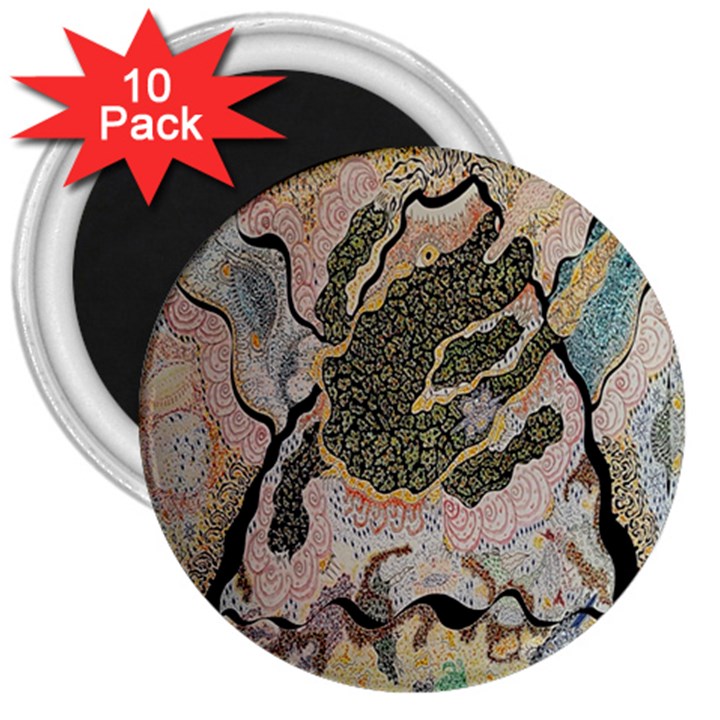 Lizard Volcano 3  Magnets (10 pack) 