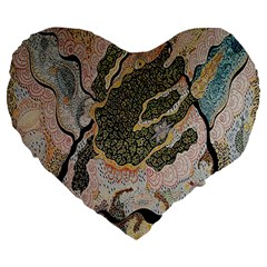 Lizard Volcano Large 19  Premium Flano Heart Shape Cushions