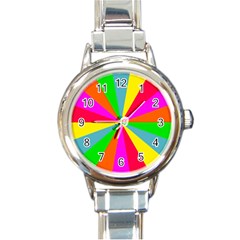 Neon Rainbow Burst Round Italian Charm Watch by PodArtist