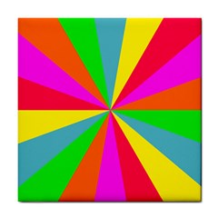 Neon Rainbow Burst Tile Coasters by PodArtist