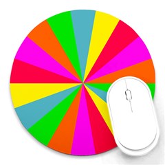 Neon Rainbow Burst Round Mousepads by PodArtist