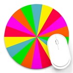 Neon Rainbow Burst Round Mousepads Front