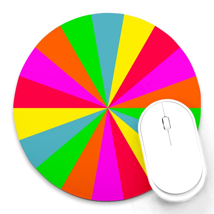 Neon Rainbow Burst Round Mousepads