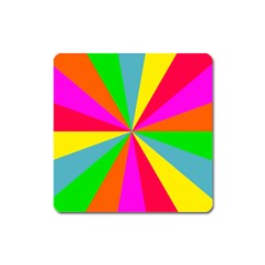 Neon Rainbow Burst Square Magnet by PodArtist