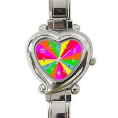 Neon Rainbow Burst Heart Italian Charm Watch by PodArtist