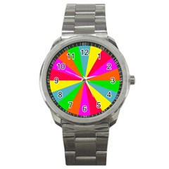 Neon Rainbow Burst Sport Metal Watch by PodArtist