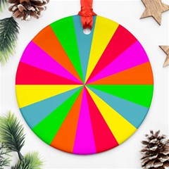 Neon Rainbow Burst Round Ornament (two Sides) by PodArtist