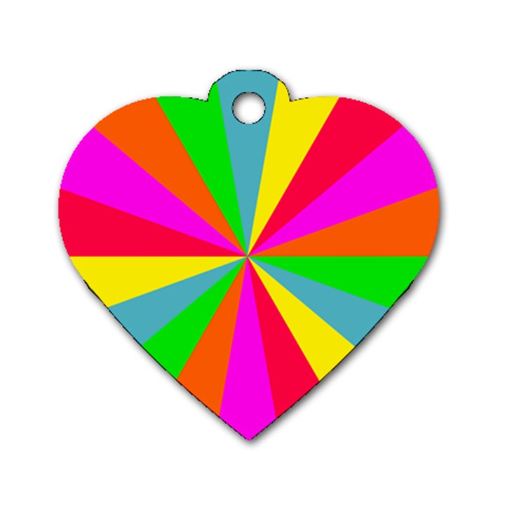 Neon Rainbow Burst Dog Tag Heart (Two Sides)