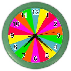 Neon Rainbow Burst Color Wall Clock by PodArtist