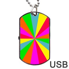 Neon Rainbow Burst Dog Tag Usb Flash (one Side) by PodArtist