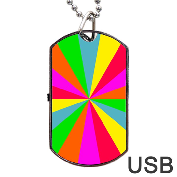 Neon Rainbow Burst Dog Tag USB Flash (One Side)