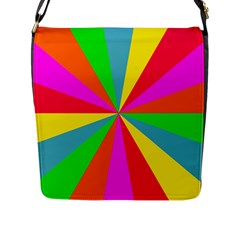 Neon Rainbow Burst Flap Closure Messenger Bag (l) by PodArtist