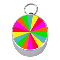 Neon Rainbow Burst Mini Silver Compasses by PodArtist