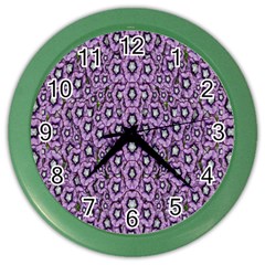 Ornate Forest Of Climbing Flowers Color Wall Clock by pepitasart