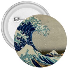 The Classic Japanese Great Wave Off Kanagawa By Hokusai 3  Buttons by PodArtist