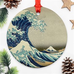 The Classic Japanese Great Wave Off Kanagawa By Hokusai Ornament (round) by PodArtist