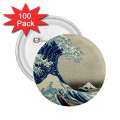 The Classic Japanese Great Wave Off Kanagawa By Hokusai 2 25  Buttons (100 Pack)  by PodArtist