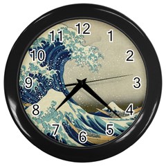 The Classic Japanese Great Wave Off Kanagawa By Hokusai Wall Clock (black) by PodArtist