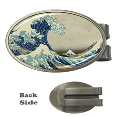 The Classic Japanese Great Wave Off Kanagawa By Hokusai Money Clips (oval)  by PodArtist