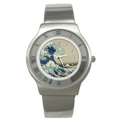 The Classic Japanese Great Wave Off Kanagawa By Hokusai Stainless Steel Watch by PodArtist