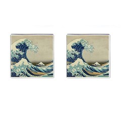 The Classic Japanese Great Wave Off Kanagawa By Hokusai Cufflinks (square) by PodArtist