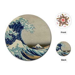 The Classic Japanese Great Wave Off Kanagawa By Hokusai Playing Cards (round) by PodArtist