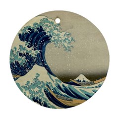 The Classic Japanese Great Wave Off Kanagawa By Hokusai Round Ornament (two Sides) by PodArtist