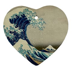 The Classic Japanese Great Wave Off Kanagawa By Hokusai Heart Ornament (two Sides) by PodArtist