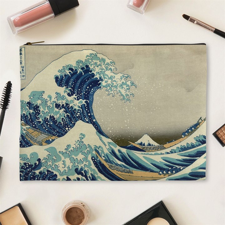 The Classic Japanese Great Wave off Kanagawa by Hokusai Cosmetic Bag (XL)