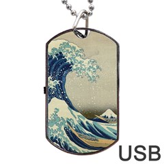 The Classic Japanese Great Wave Off Kanagawa By Hokusai Dog Tag Usb Flash (one Side) by PodArtist