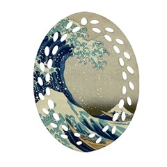 The Classic Japanese Great Wave Off Kanagawa By Hokusai Oval Filigree Ornament (two Sides) by PodArtist