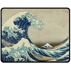 The Classic Japanese Great Wave Off Kanagawa By Hokusai Double Sided Fleece Blanket (medium)  by PodArtist