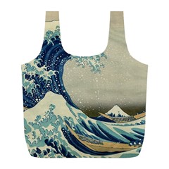 The Classic Japanese Great Wave Off Kanagawa By Hokusai Full Print Recycle Bag (l) by PodArtist