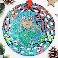 Mesmerizing Mermaid Round Filigree Ornament (two Sides) by chellerayartisans