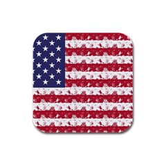 Usa Flag Halloween Holiday Nightmare Stripes Rubber Square Coaster (4 Pack)  by PodArtist