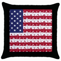 Usa Flag Halloween Holiday Nightmare Stripes Throw Pillow Case (black) by PodArtist