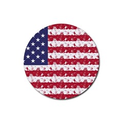 Usa Flag Halloween Holiday Nightmare Stripes Rubber Coaster (round)  by PodArtist