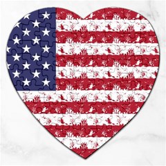 Usa Flag Halloween Holiday Nightmare Stripes Jigsaw Puzzle (heart) by PodArtist