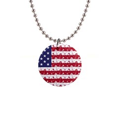 Usa Flag Halloween Holiday Nightmare Stripes Button Necklaces by PodArtist