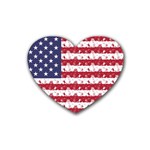 USA Flag Halloween Holiday Nightmare Stripes Rubber Coaster (Heart)  Front