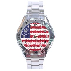 Usa Flag Halloween Holiday Nightmare Stripes Stainless Steel Analogue Watch by PodArtist